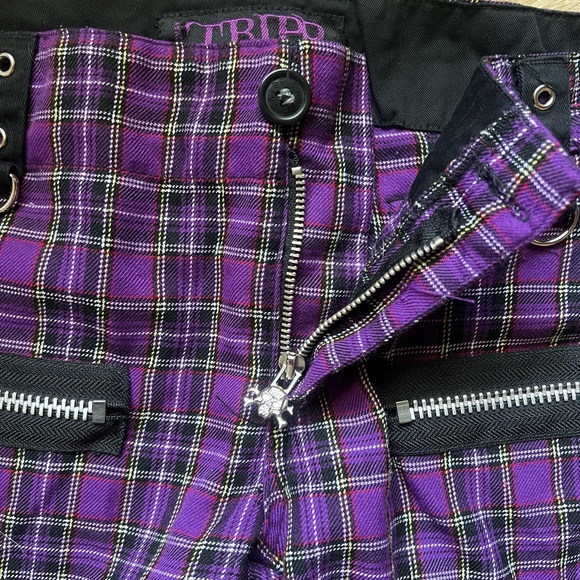 Vintage Tripp NYC 90s Y2K Daang Goodman Plaid Mall Goth Punk Grunge Capri Shorts - Picture 5 of 13